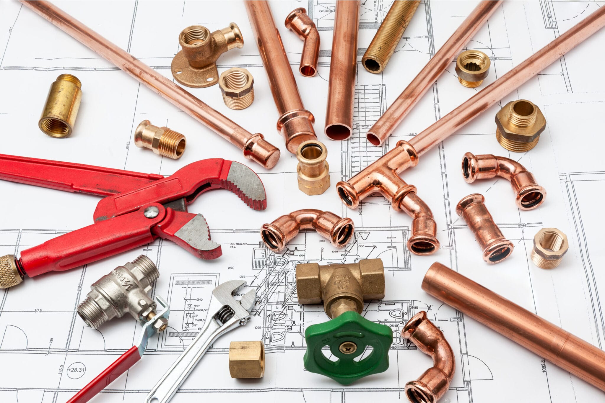 Copper pipe fittings and plumbing parts for Smyrna, Georgia repairs