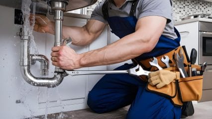 Technician using electronic equipment to detect a plumbing leak in Smyrna